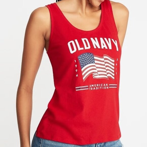 Old Navy 2019 US Flag EveryWear Tank Top American Tradition Red Size XXL - Picture 1 of 7